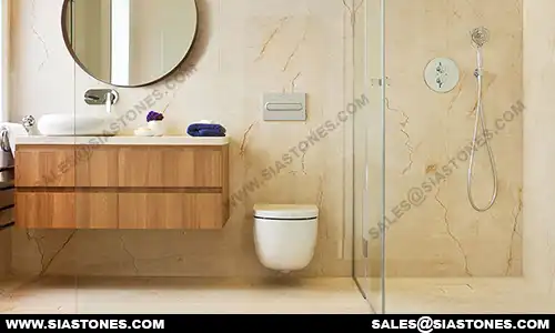 Beige Marble Bathroom Wall