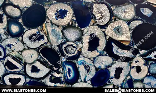 Ice Blue Crystal Agate Slab Backlit