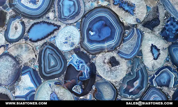 Ice Blue Crystal Agate Slab