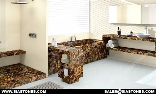 Petrified Wood Gemstone Bathroom Interior