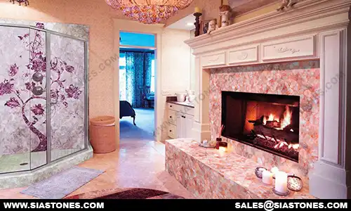 Pink Quartz Fireplace Surround