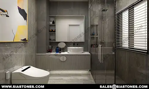 Silver Travertine Bathroom Interior 1