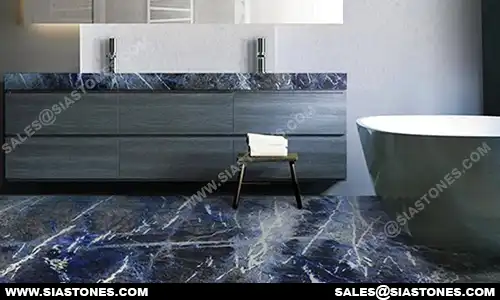 Sodalite Gemstone Bathroom Floor