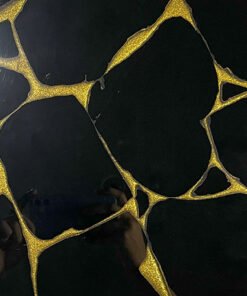 Black Obsidian Gold Fill Gemstone Tile Sample