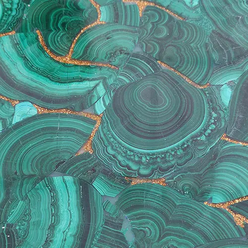 Malachite Gemstone Gold Fill Tile Sample