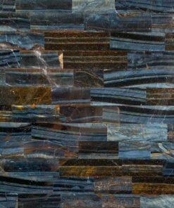 Tiger Eye Gemstone Blue Brick Pattern Tile Sample