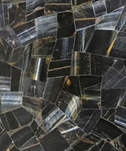 Tiger Eye Gemstone Blue Random Pattern Tile Sample