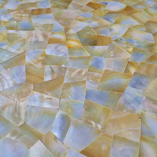 Yellow Mother Of Pearl Random Pattern Tile Sample