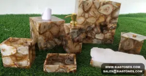 Bath Accessories Set Golden Agate