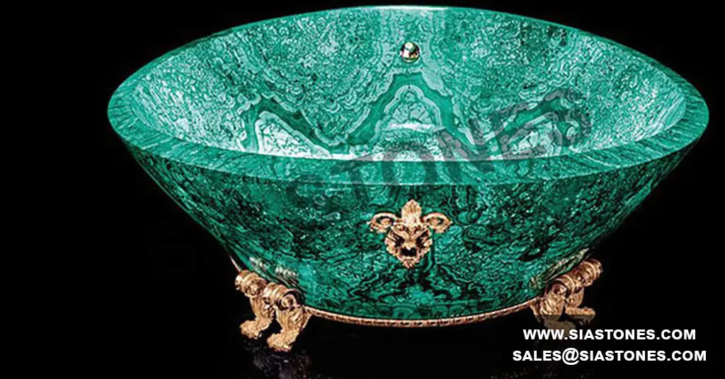 Malachite Gemstone Bathtub