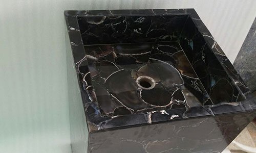 Black Agate Pedestal Wash Basin